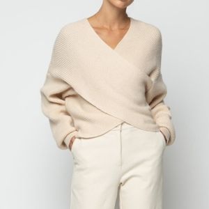 SALE Oak+ Fort Crossover sweater in tan sweater